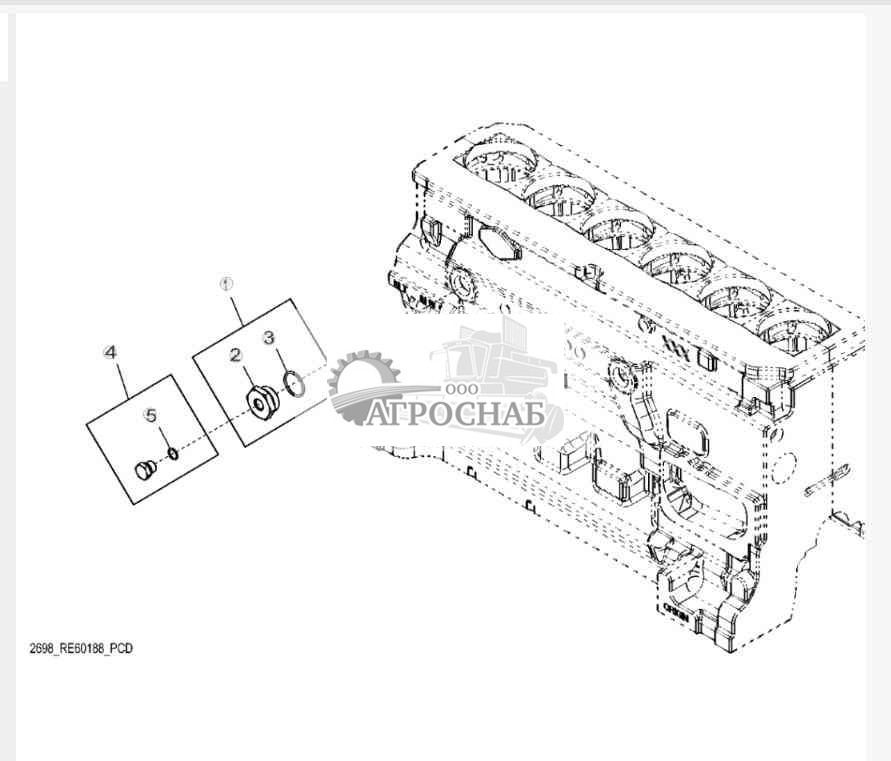 2698 Фитинги нагревателя охлаждающей жидкости двигателя 